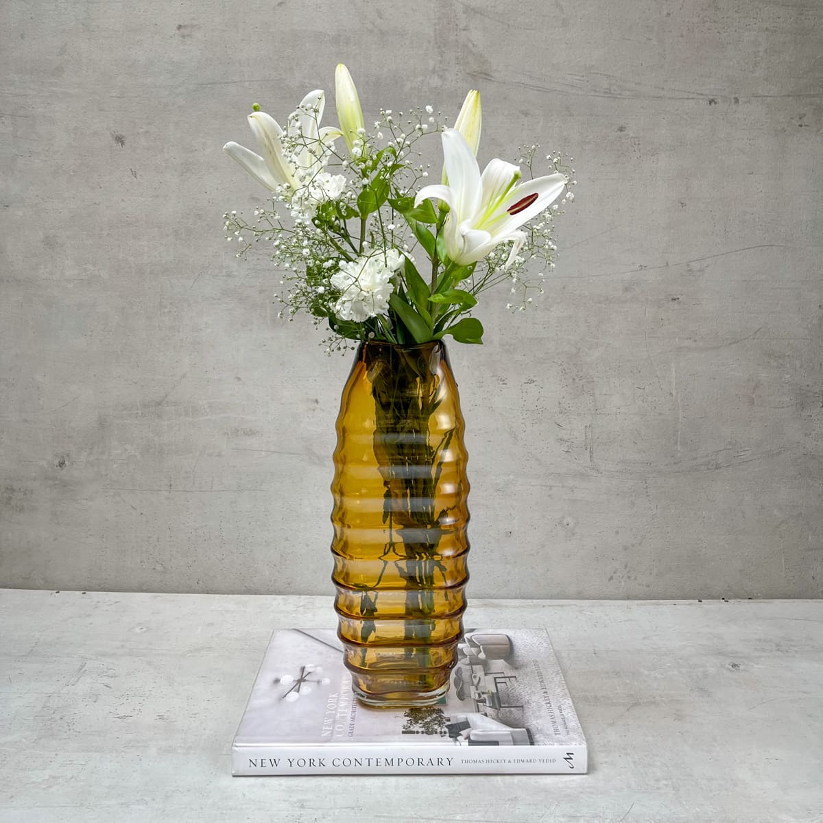 Caylee Amber Glass Vase (Large) - Home Artisan