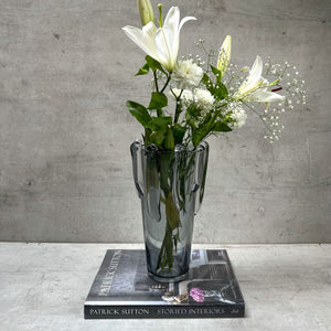 Leandra Smoky Opulent Glass Vase (Large) - Home Artisan