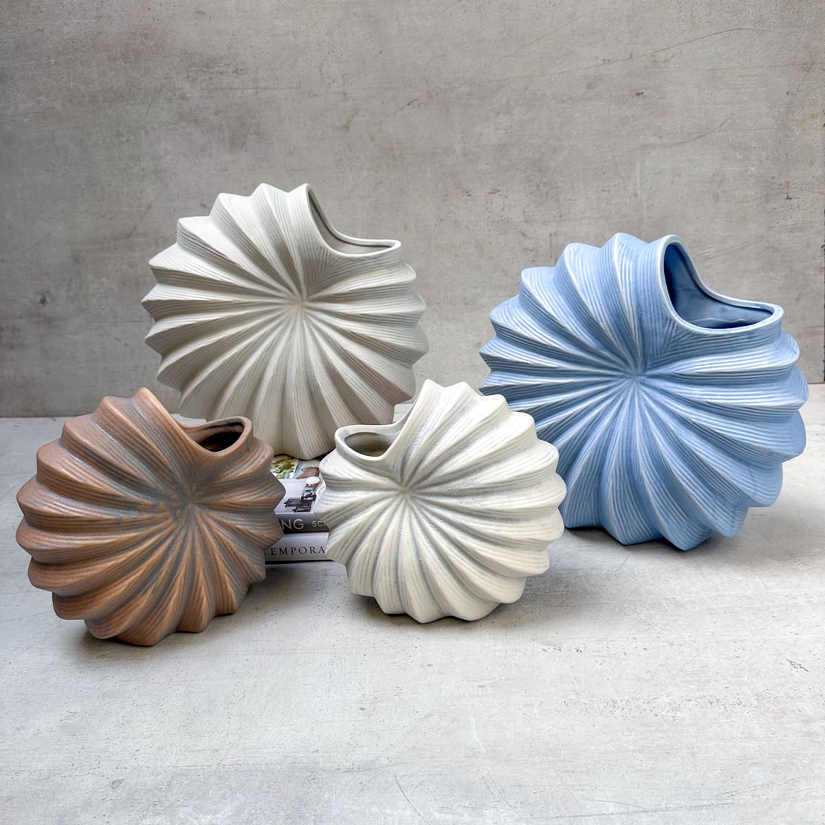 Calla Shell Blue Ceramic Vase - Home Artisan