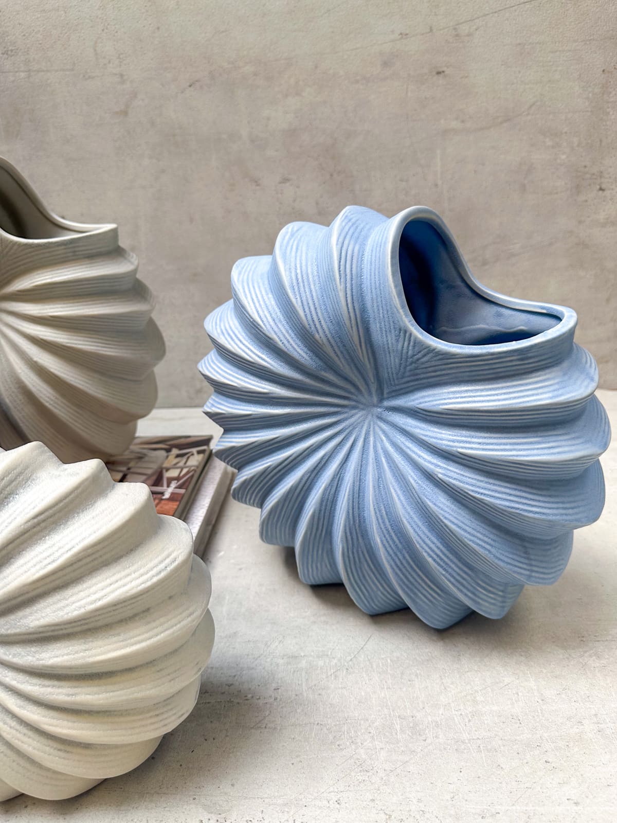 Calla Shell Blue Ceramic Vase - Home Artisan