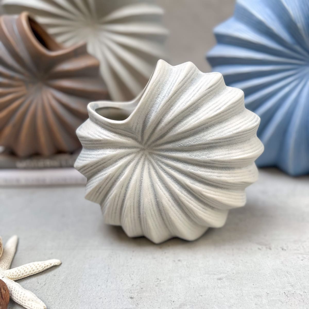 Nerida Shell White Ceramic Vase (Small) - Home Artisan