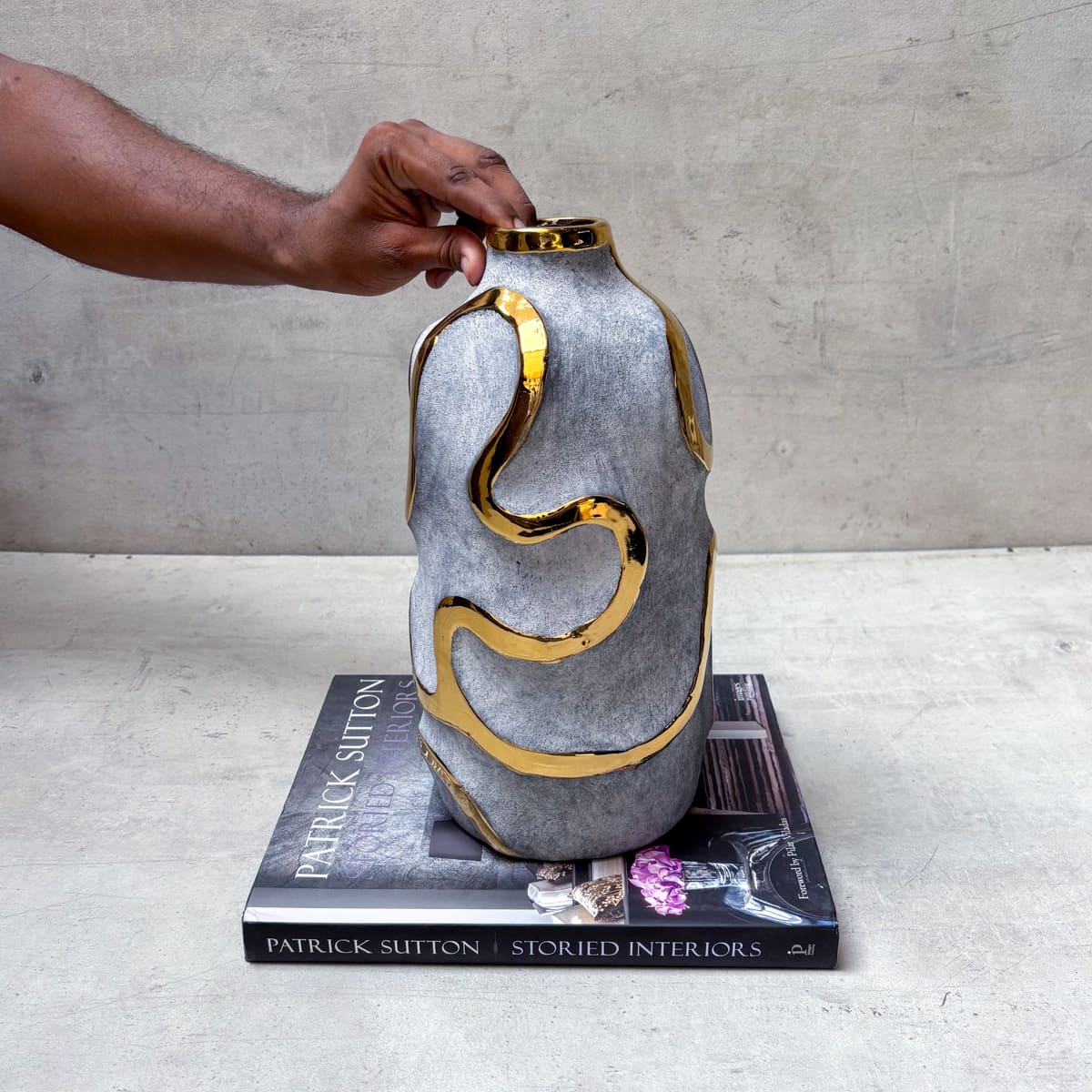 Wexford Grrey and Gold Ceramic Vase - Home Artisan