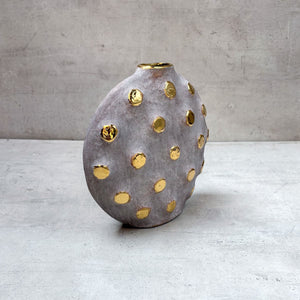 Elspeth Grey and Gold Ceramic Vase - Home Artisan