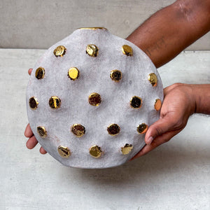 Elspeth Grey and Gold Ceramic Vase - Home Artisan