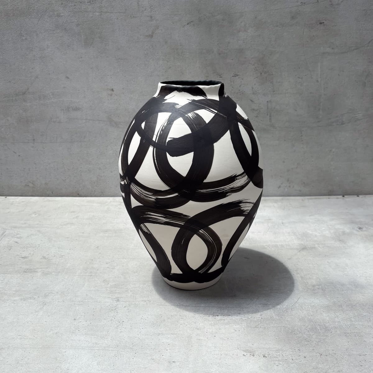 Monochrome Brushstrokes Hand-Painted Ceramic Vase (Tall) - Home Artisan