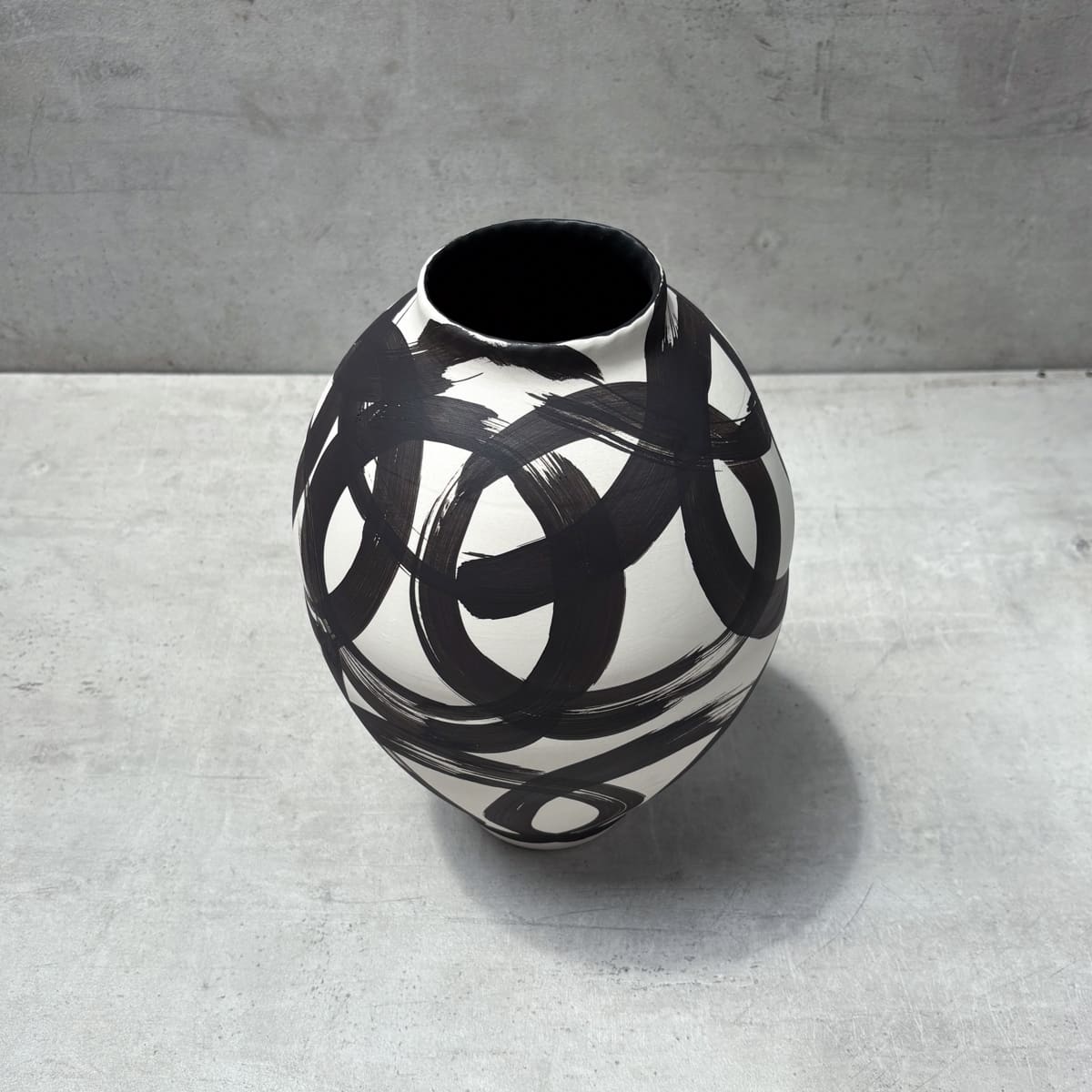 Monochrome Brushstrokes Hand-Painted Ceramic Vase (Tall) - Home Artisan