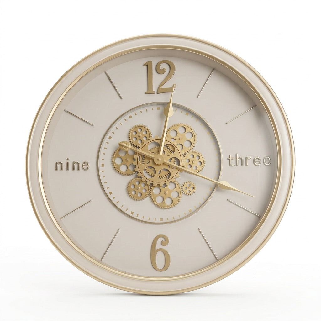 Aurelia Ivory & Gold Metal Wall Clock (23 inches)
