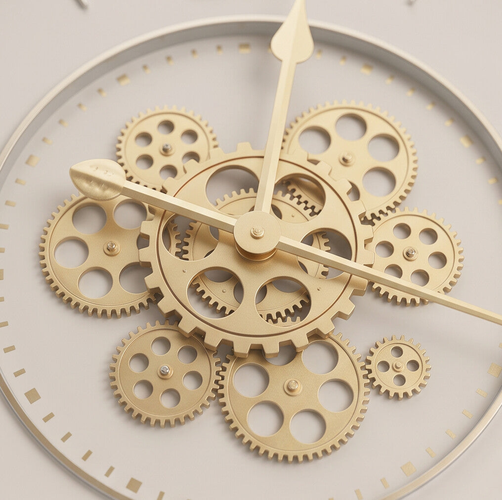 Aurelia Ivory & Gold Metal Wall Clock - Home Artisan