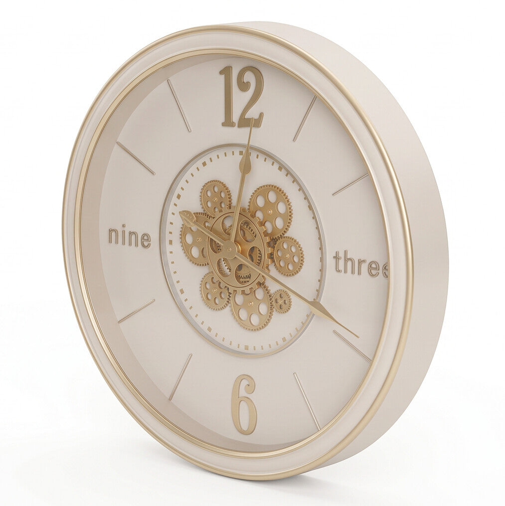 Aurelia Ivory & Gold Metal Wall Clock - Home Artisan