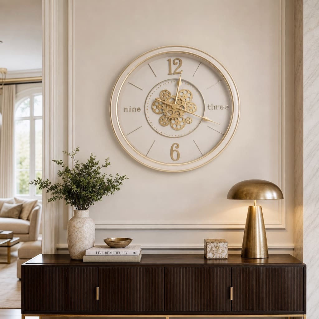 Aurelia Ivory & Gold Metal Wall Clock (23 inches)