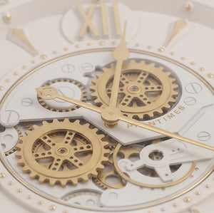 Celeste Ivory & Gold Industrial Gear Metal Wall Clock - Home Artisan