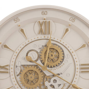 Celeste Ivory & Gold Industrial Gear Metal Wall Clock - Home Artisan