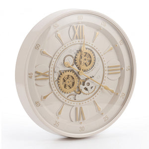 Celeste Ivory & Gold Industrial Gear Metal Wall Clock - Home Artisan
