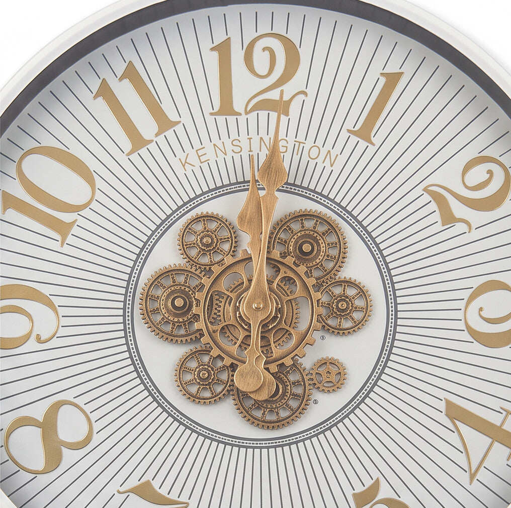 Kensington White & Gold Metal Wall Clock - Home Artisan
