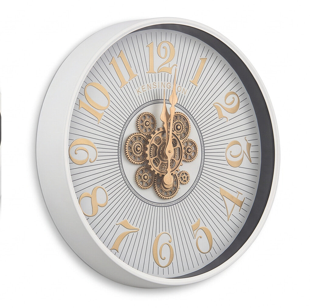 Kensington White & Gold Metal Wall Clock - Home Artisan
