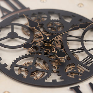 Theodore Cream Black & Gold Industrial Gear Metal Wall Clock - Home Artisan
