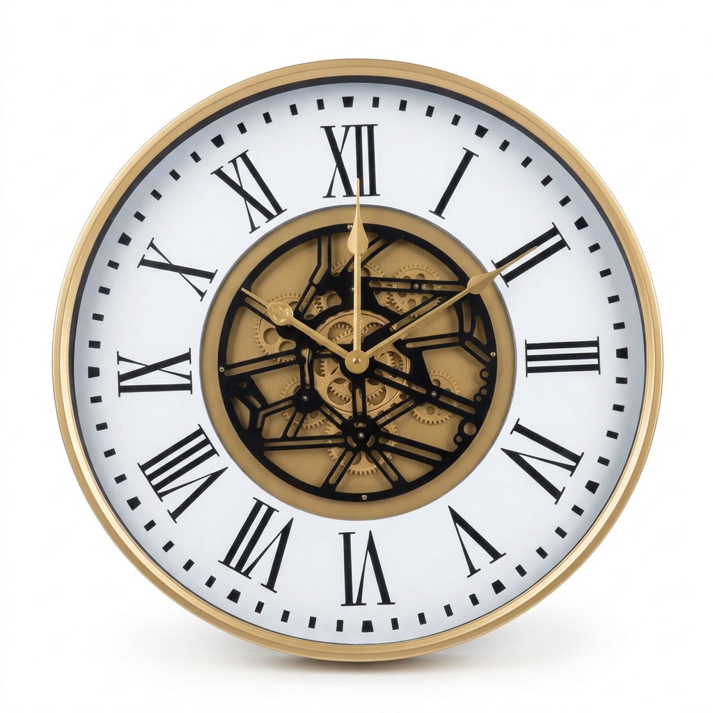Augustus White & Gold Metal Wall Clock (23 inches)
