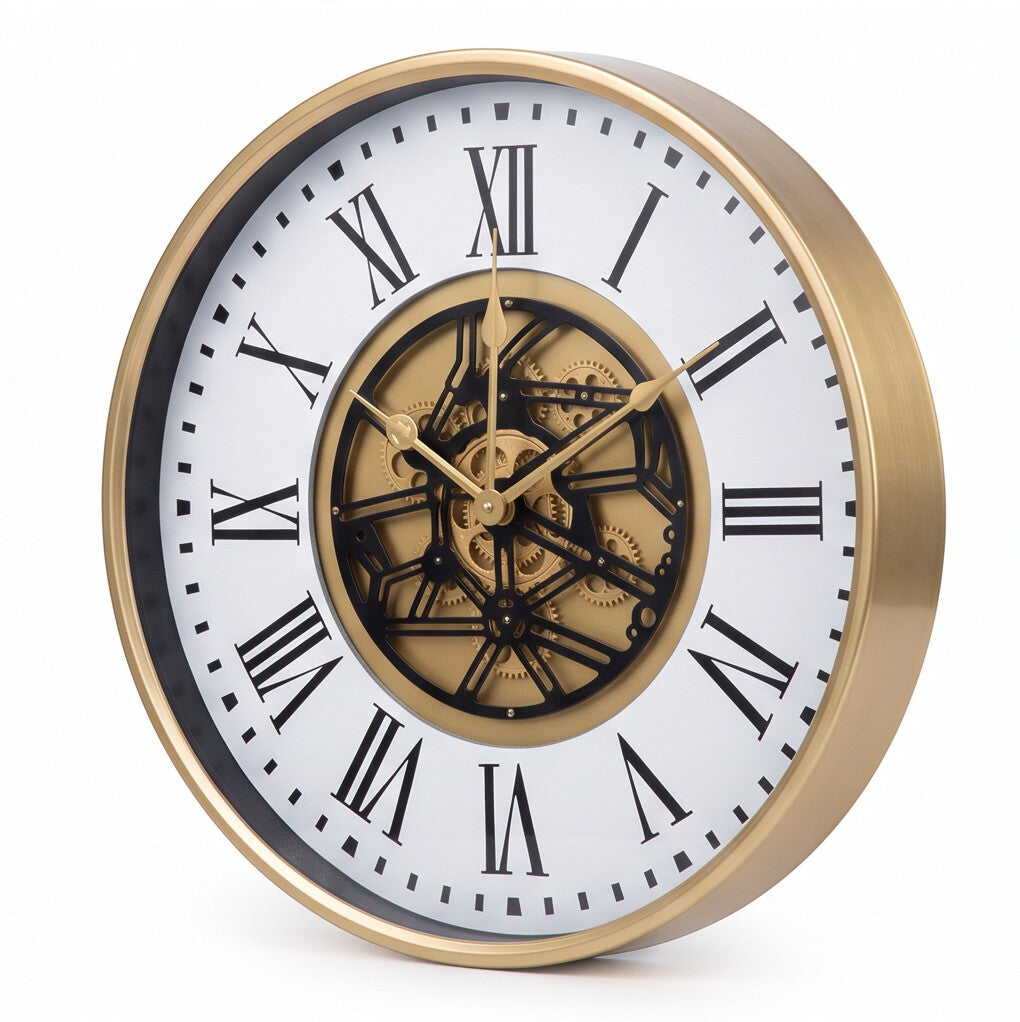 Augustus White & Gold Metal Wall Clock - Home Artisan
