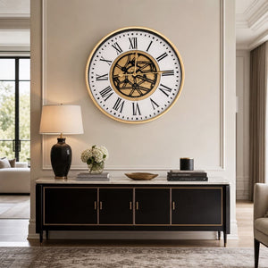Augustus White & Gold Metal Wall Clock (23 inches)