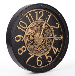 Magnus Black & Antique Gold Metal Wall Clock - Home Artisan