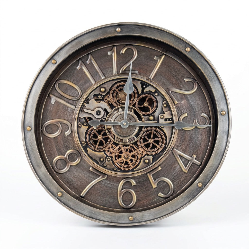 Archer Gunmetal Bronze Industrial Gear Metal Wall Clock (28 inches)