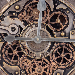 Archer Gunmetal Bronze Industrial Gear Metal Wall Clock - Home Artisan