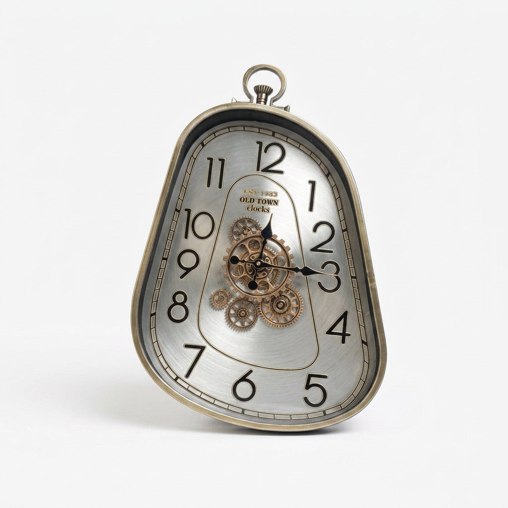 Hamilton Silver Industrial Metal Wall Clock