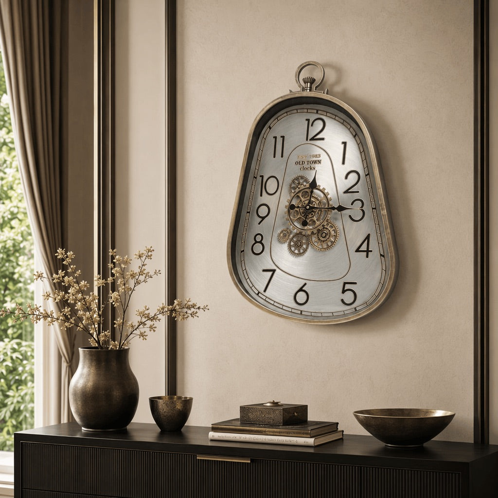 Hamilton Silver Industrial Metal Wall Clock