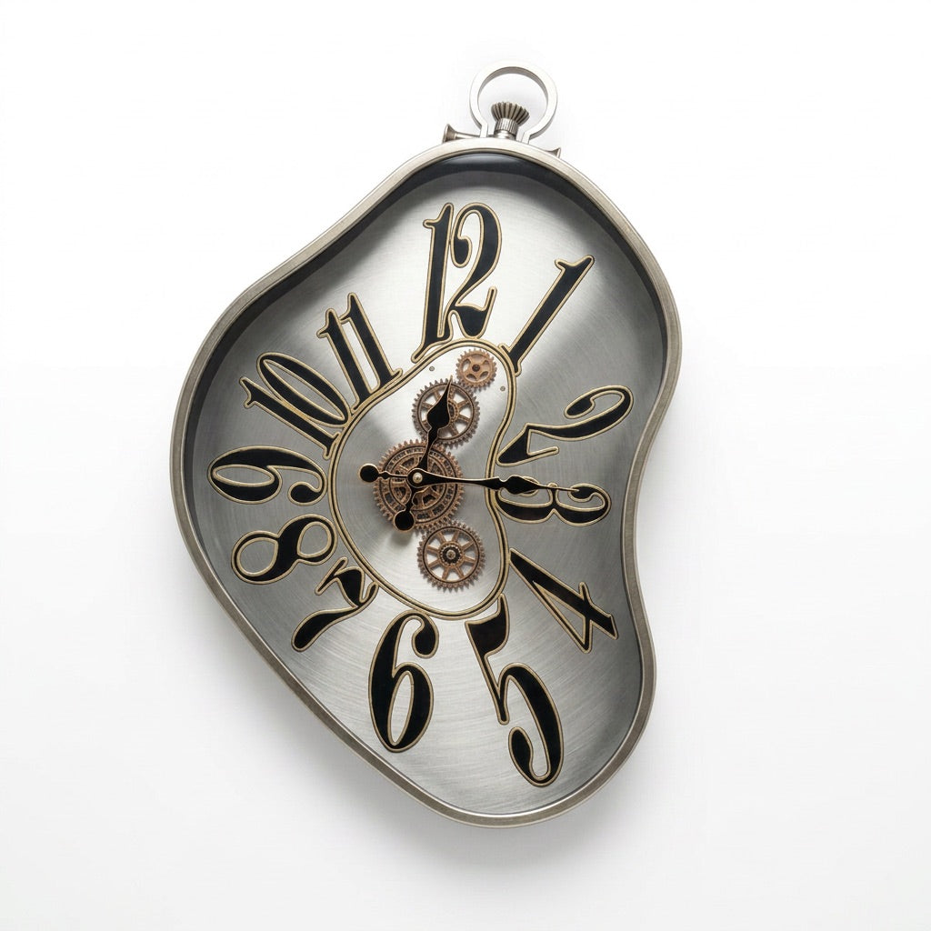 Sterling Silver Abstract Metal Wall Clock
