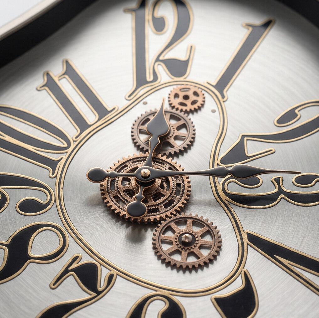 Sterling Silver Abstract Metal Wall Clock - Home Artisan