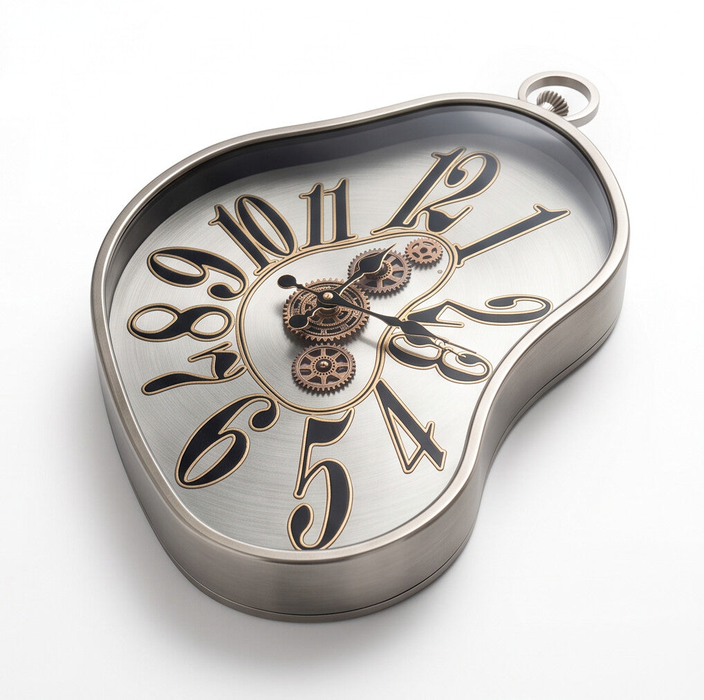 Sterling Silver Abstract Metal Wall Clock - Home Artisan