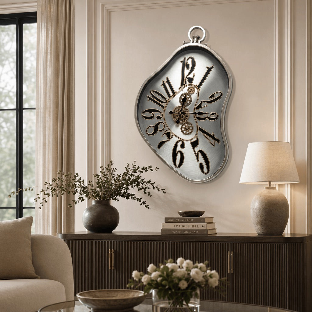 Sterling Silver Abstract Metal Wall Clock