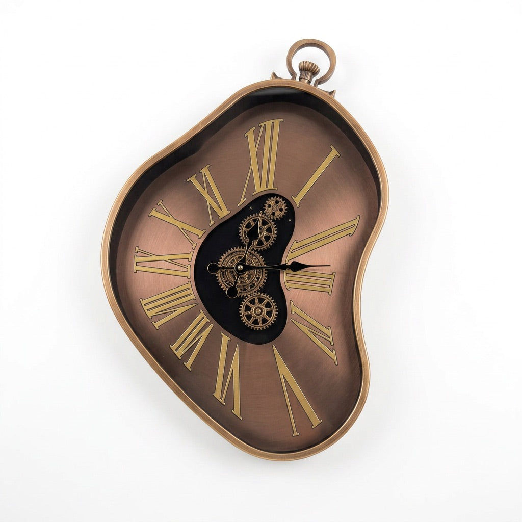 Vivienne Rose Gold Abstract Metal Wall Clock
