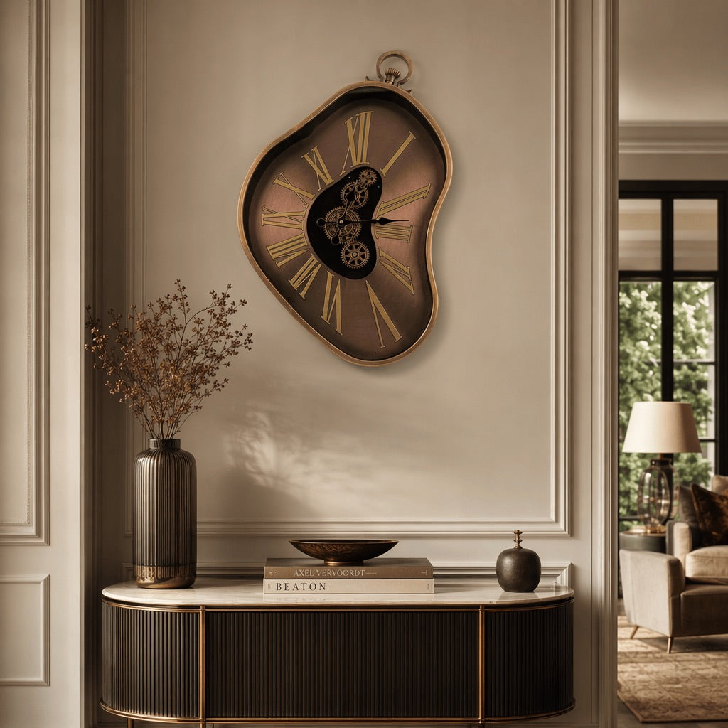 Vivienne Rose Gold Abstract Metal Wall Clock