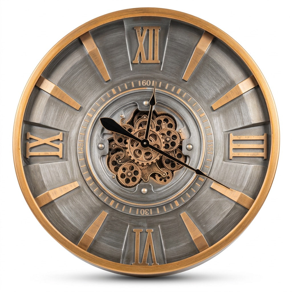 Victor Gunmetal & Gold Metal Wall Clock (31 inches)