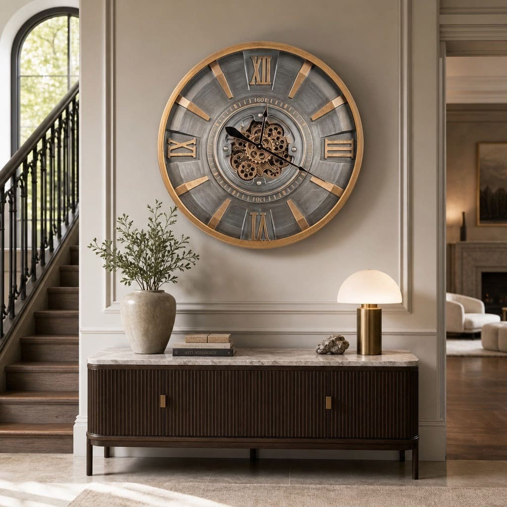 Victor Gunmetal & Gold Metal Wall Clock (31 inches)