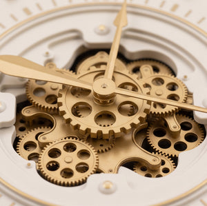 Elara Ivory & Gold Metal Wall Clock - Home Artisan
