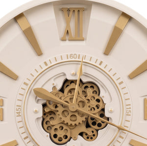 Elara Ivory & Gold Metal Wall Clock - Home Artisan