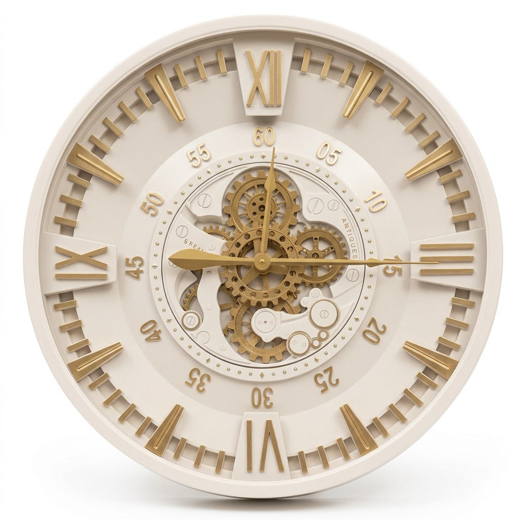 Bianca Ivory & Gold Metal Wall Clock (31 inches)