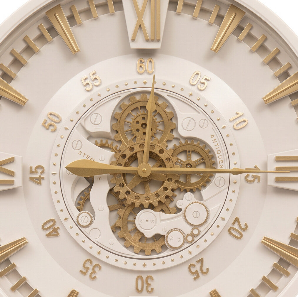 Bianca Ivory & Gold Metal Wall Clock - Home Artisan