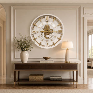 Bianca Ivory & Gold Metal Wall Clock (31 inches)
