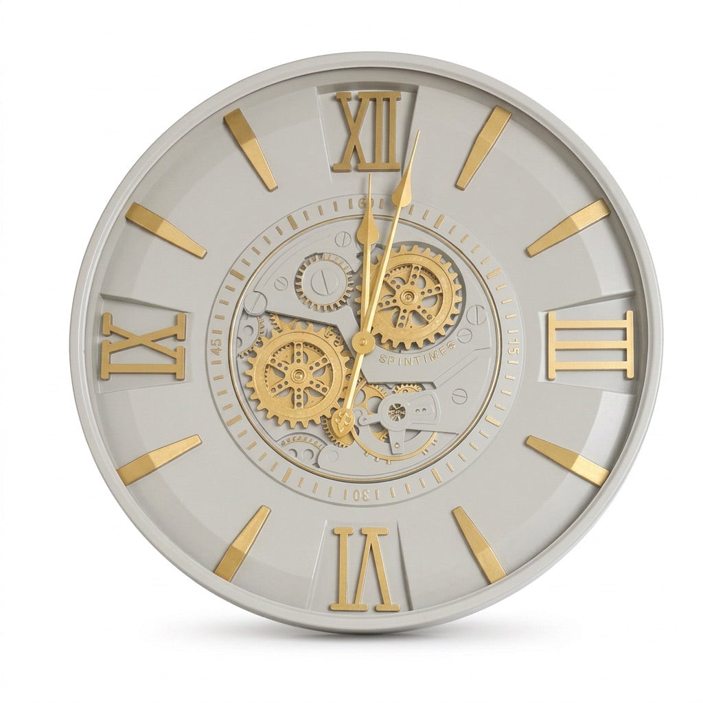 Lucien White & Gold Metal Wall Clock (23 inches)