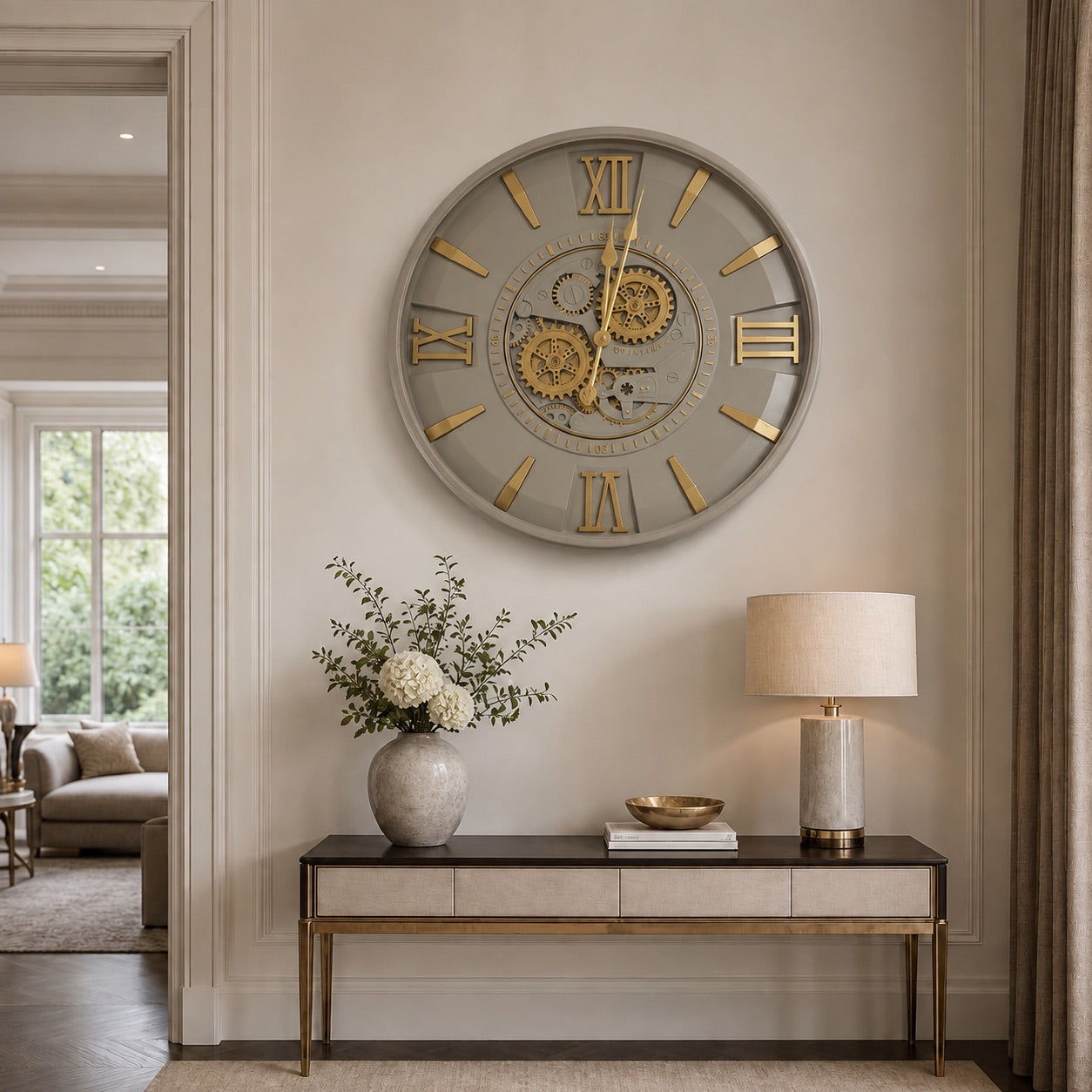 Lucien Grey & Gold Metal Wall Clock (23 inches)