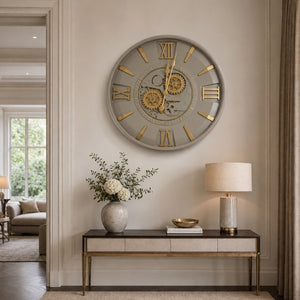 Lucien Grey & Gold Metal Wall Clock (23 inches)