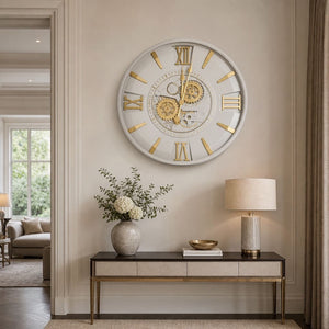 Lucien White & Gold Metal Wall Clock (23 inches)