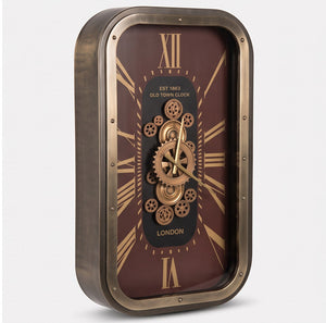 Chester Rectangular Vintage Bronze Metal Wall Clock - Home Artisan