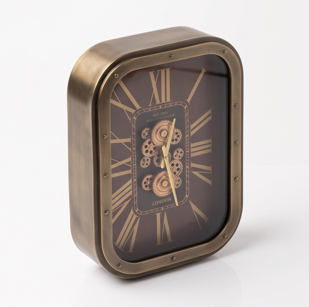Marlowe Rectangular Vintage Bronze Metal Wall Clock - Home Artisan