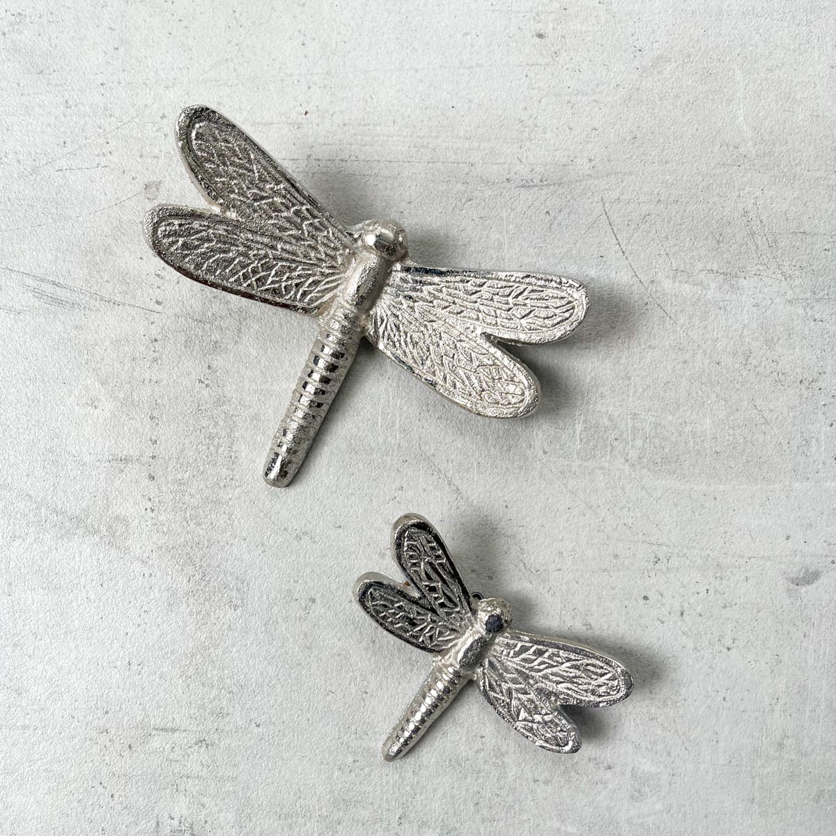 Seraphine Metal Dragonfly Wall Sculpture (Silver) - Set of 2 - Home Artisan