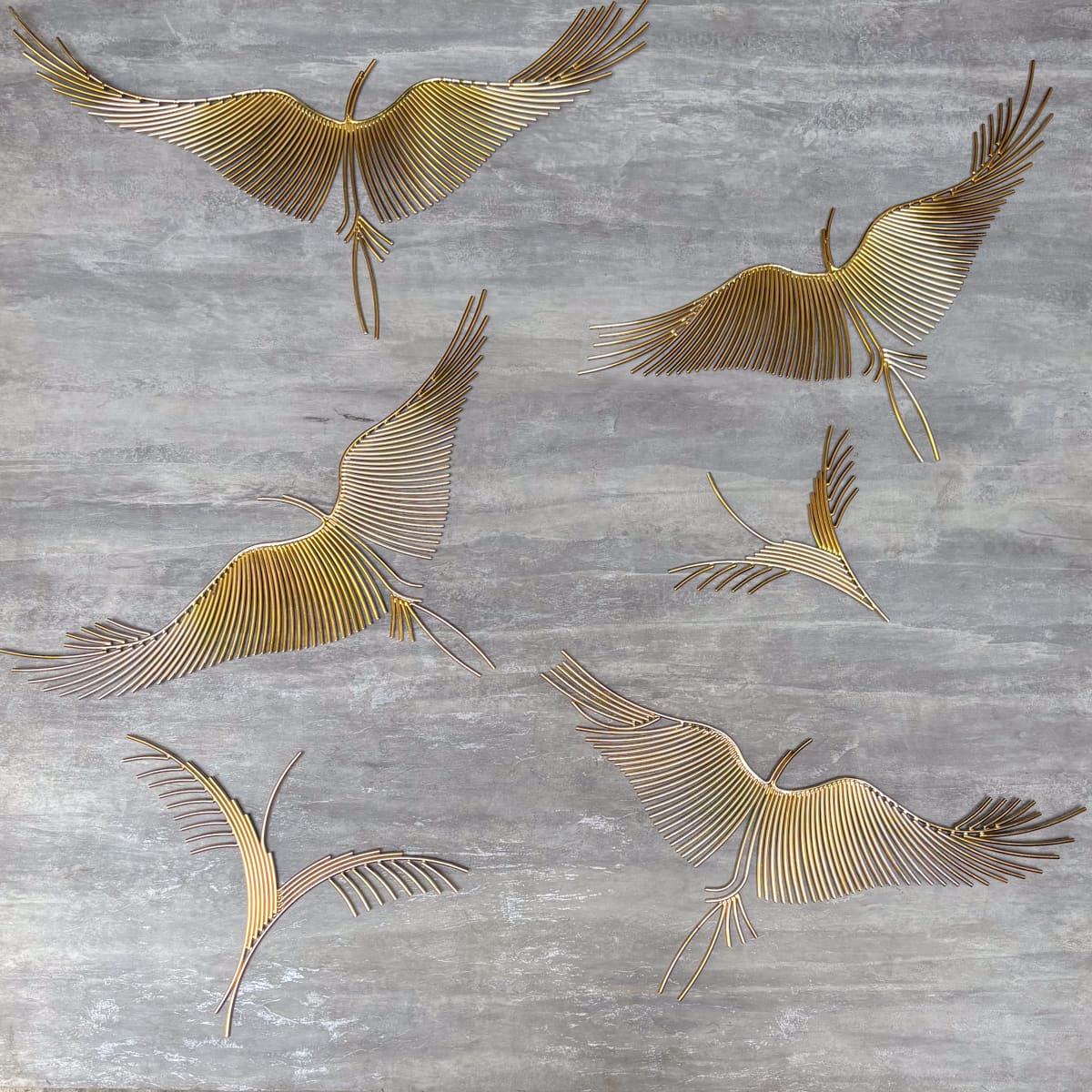 Graceful Flying Cranes Metal Wall Sculpture (Set of 6) - Home Artisan