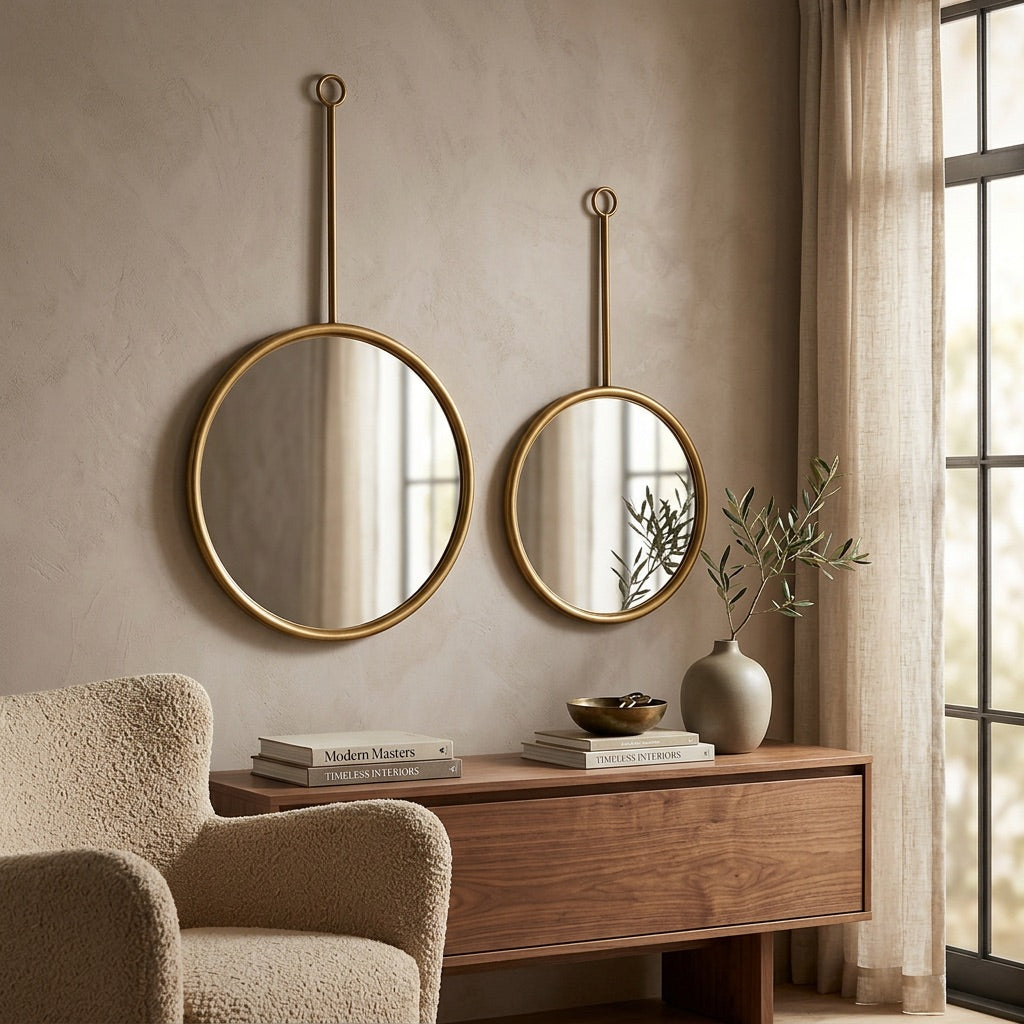 Aurelia Round Hanging Wall Mirror (Large) - Home Artisan